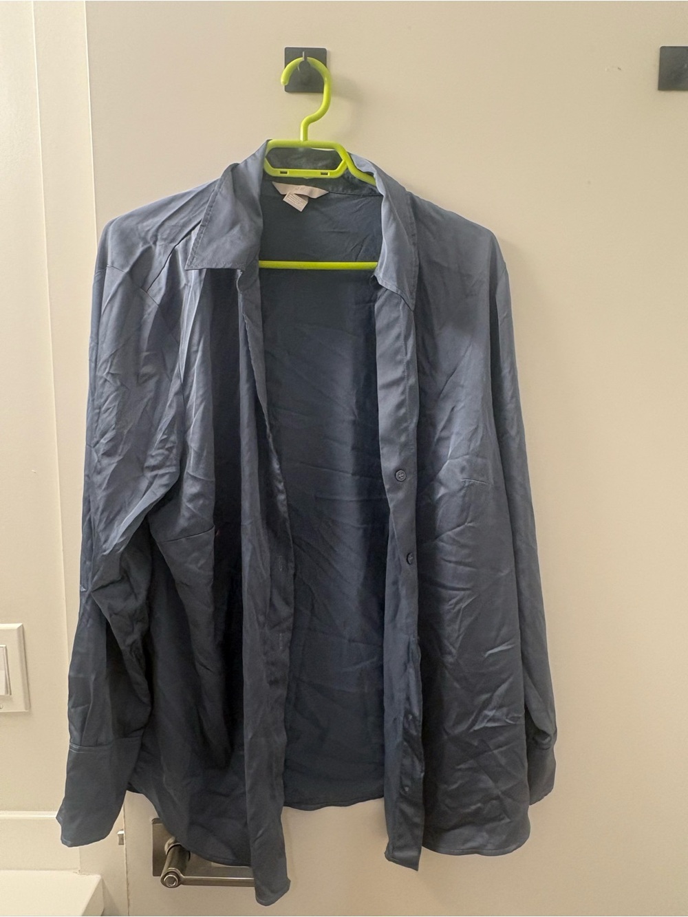 H&M Womens Satin Blue Shirt